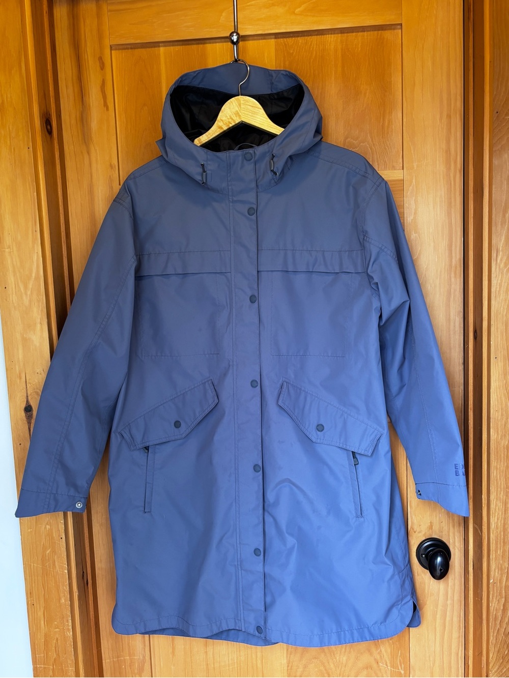 Eddie Bauer Hooded Trench Coat in Slate Blue